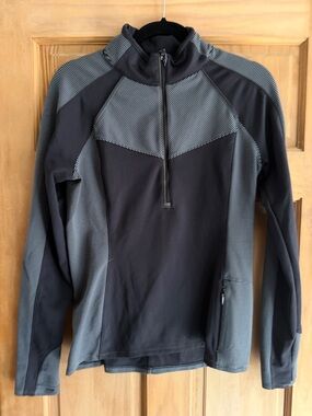 Athleta Black and Gray Lightweight Half-Zip Active Shirt.